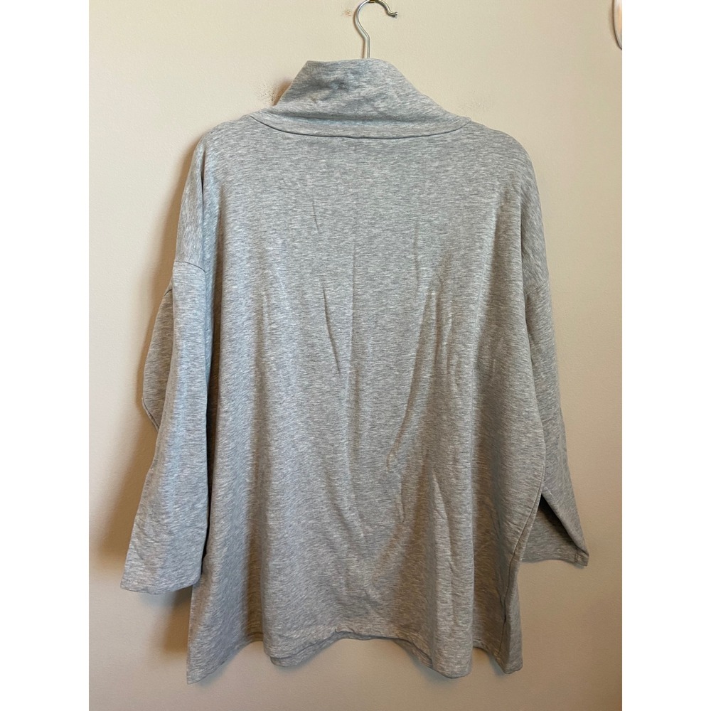 Eileen Fisher XL Gray Tencel Organic Cotton Funnel Neck Tunic Top Heathered Gray - Picture 6 of 6